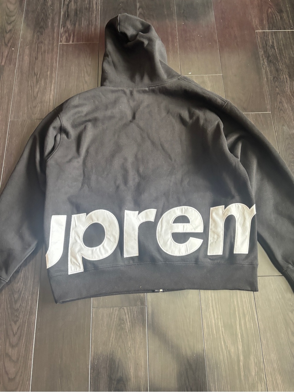 Supreme Big Logo Zip Up Hooded Sweatshirt Black